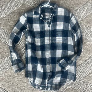 Madewell blue/white plaid flannel top
